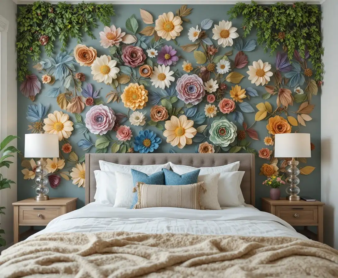 Full view of Beautiful bedroom wall decor look