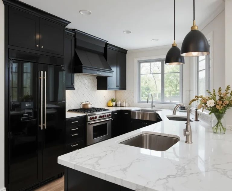 Beautiful Black and white countertops kitchen look