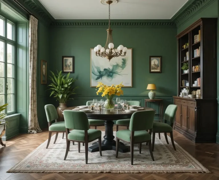 Beautiful green dining room look