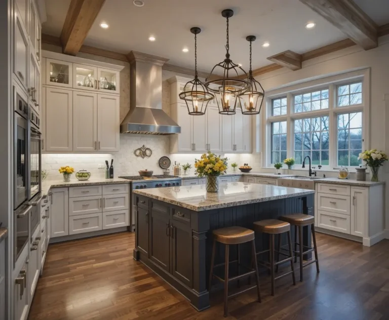 Beautiful kitchen with island lighting look