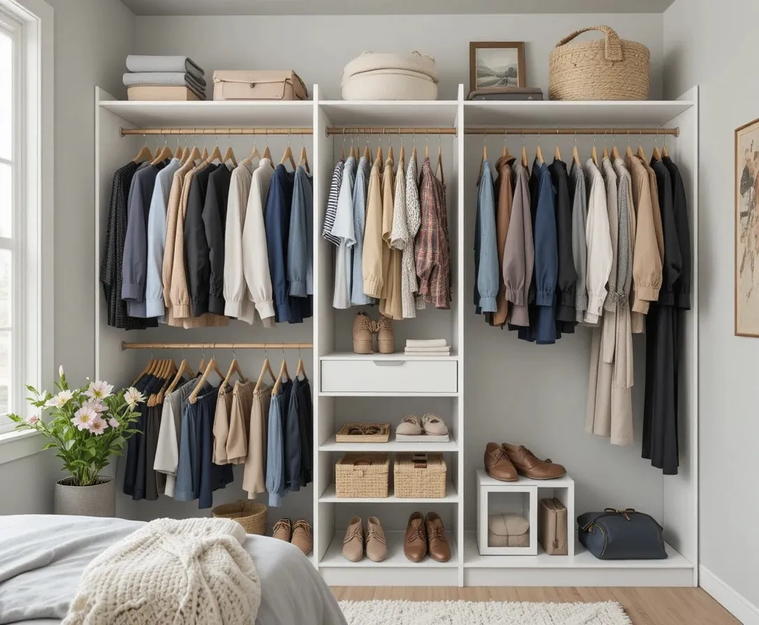 Beautiful clothes storage for small spaces in the room
