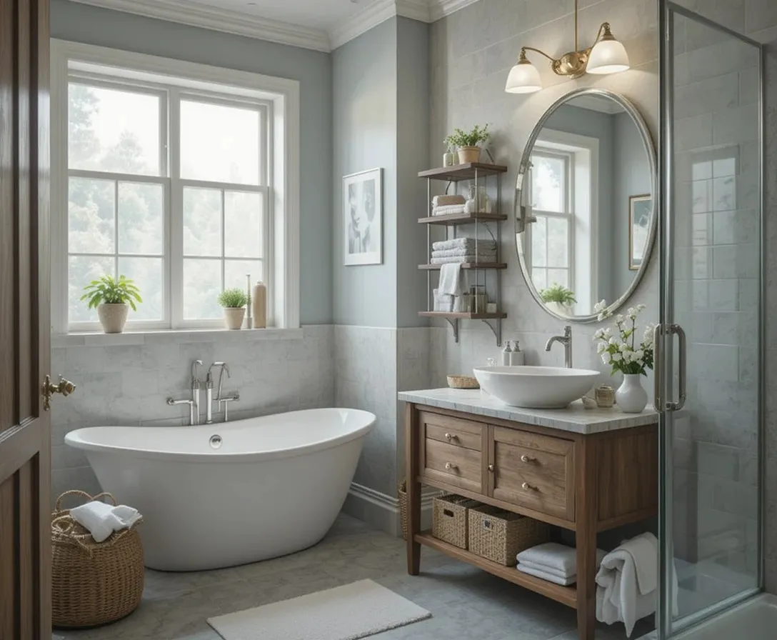 Beautiful bathroom with bathroom storage ideas for small spaces