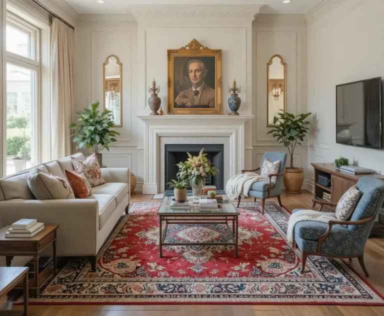 Beautiful area rugs in living room look