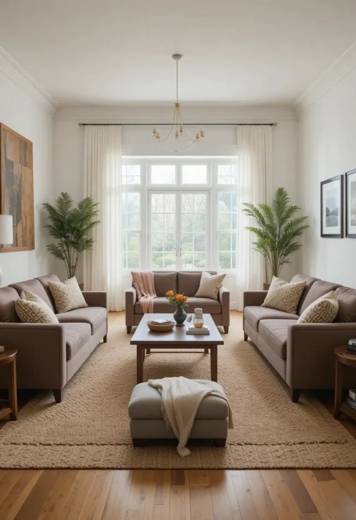 Rearranged furniture layout creating a warm and inviting living room.