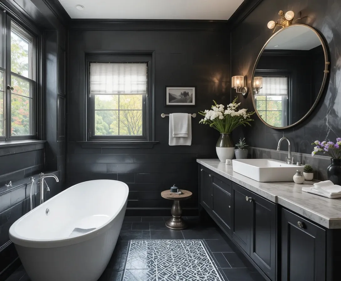 Beautiful black bathroom look
