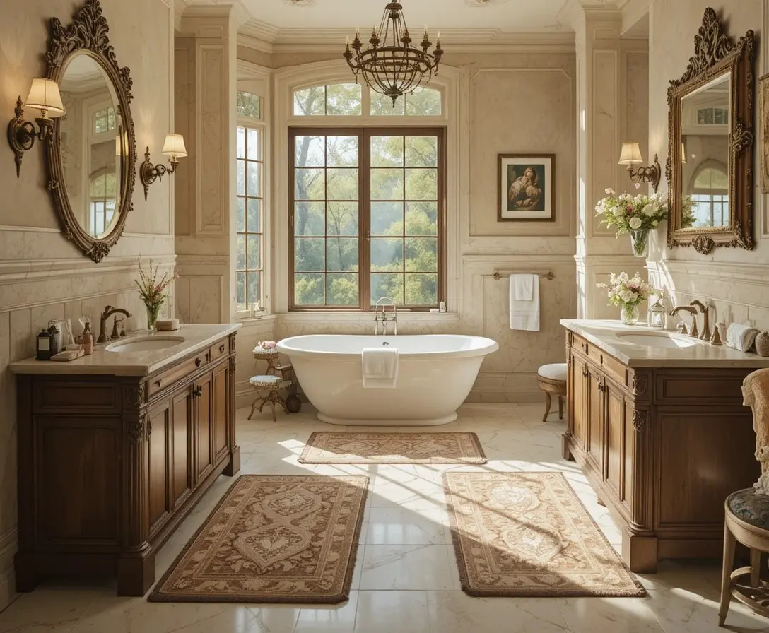 Beautiful bathroom in bathroom rugs look