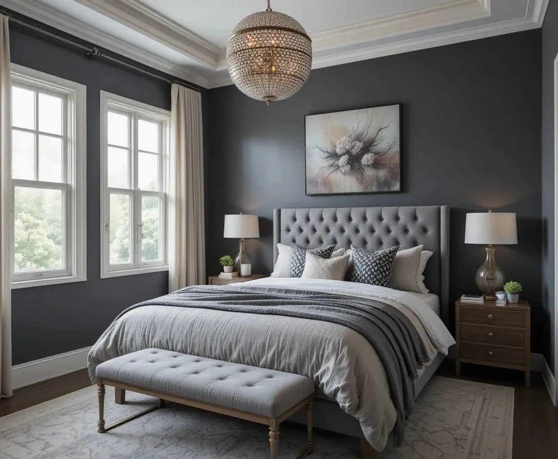 Beautiful Dark gray bedroom look