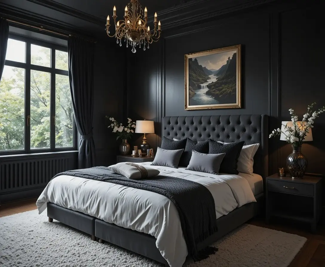 Beautiful black bedroom look