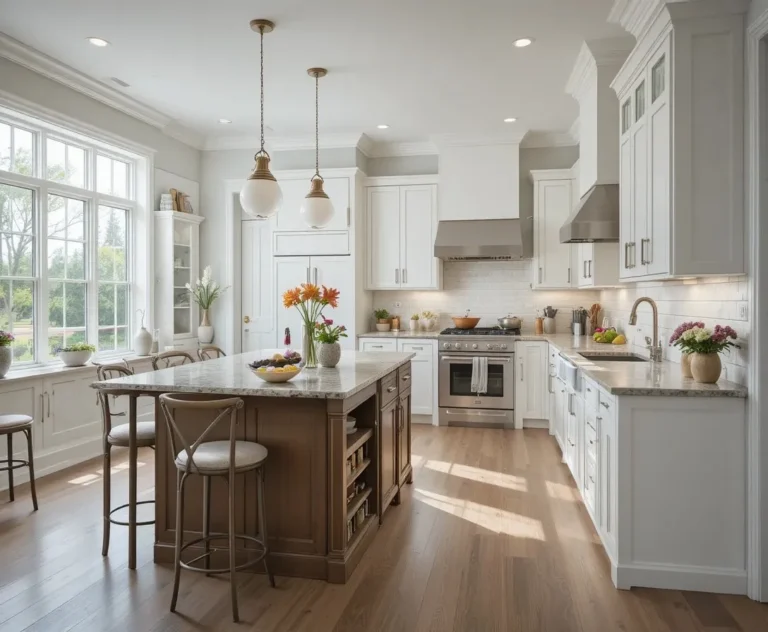 Beautiful l shaped kitchen with island look