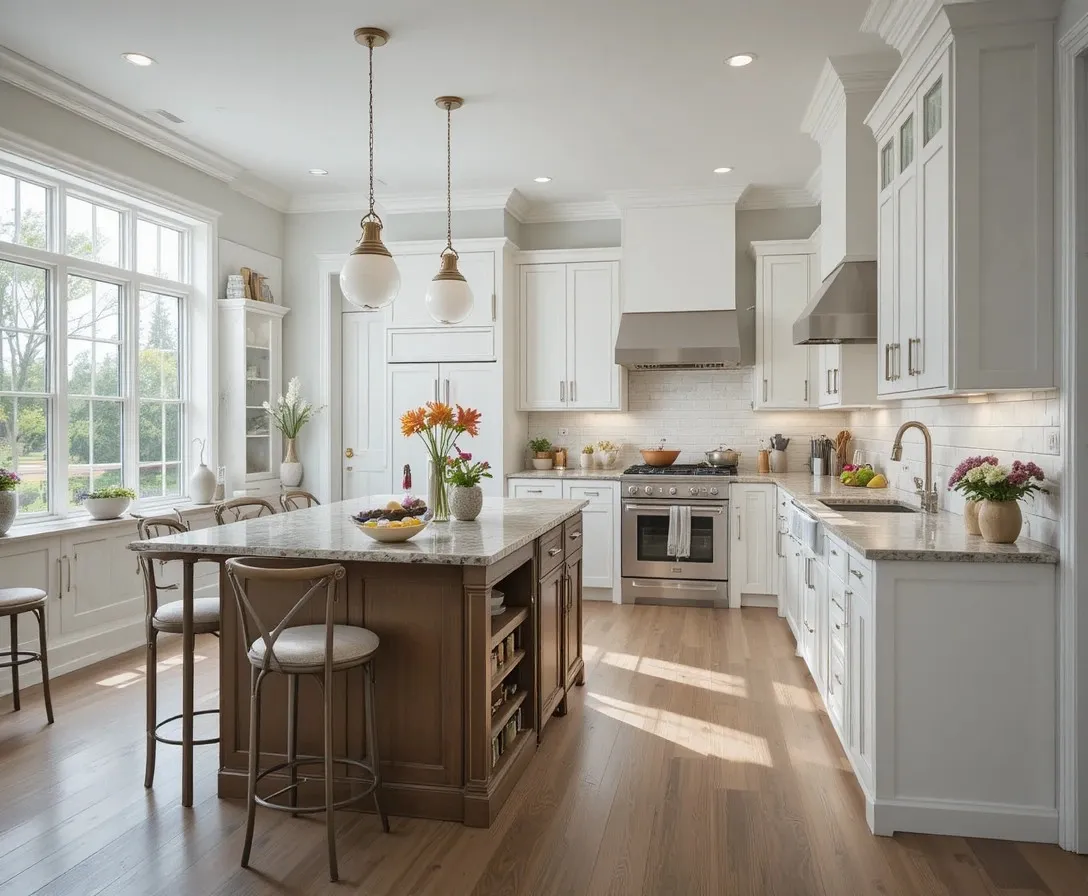 Beautiful l shaped kitchen with island look