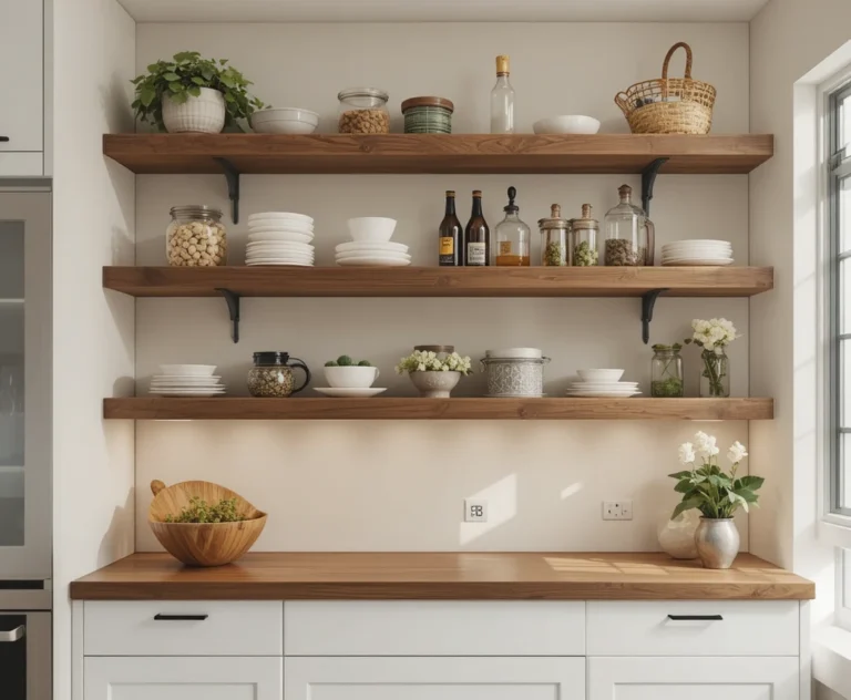 Beautiful floating shelves kitchen look