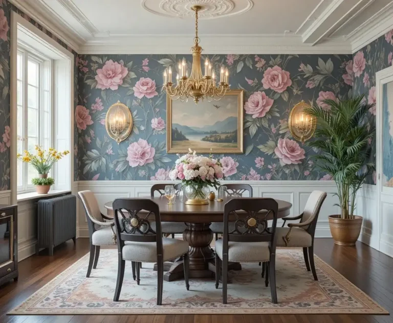 Beautiful dining room wallpaper look