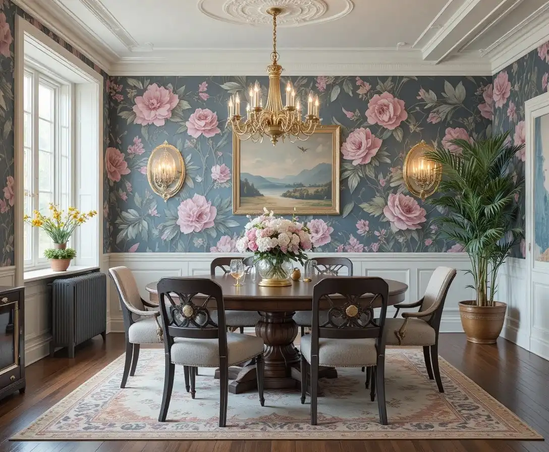 Beautiful dining room wallpaper look