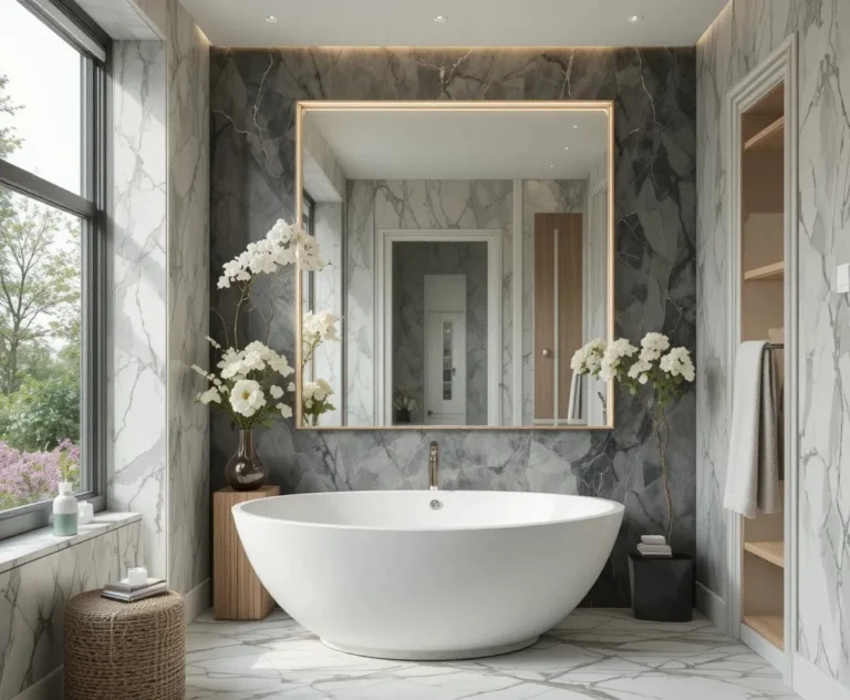 Beautiful bathroom with stunning mirror look