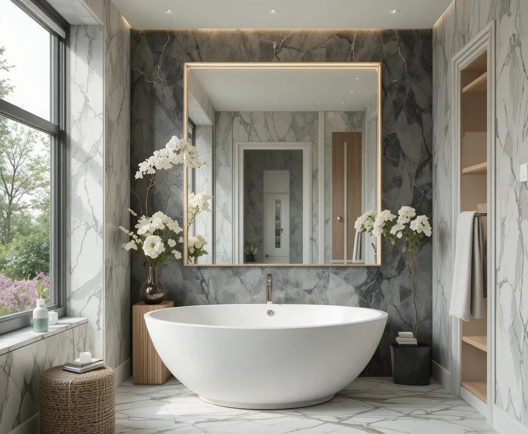 Beautiful bathroom with stunning mirror look