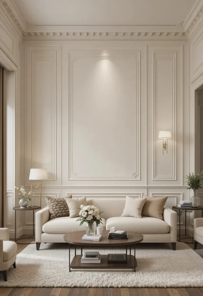Wall molding adding architectural elegance to a living room remodel.