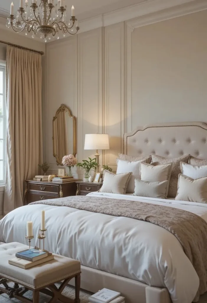 Master bedroom with professionally styled nightstands and cozy decor accents.