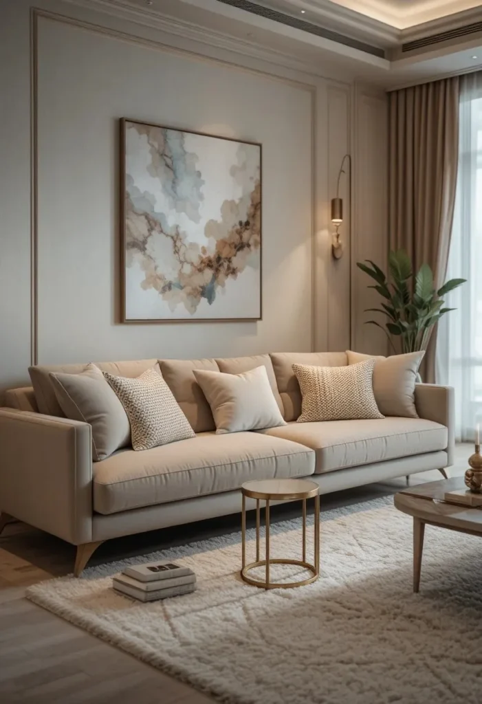 High-quality sofa becoming the centerpiece of a remodeled living room.