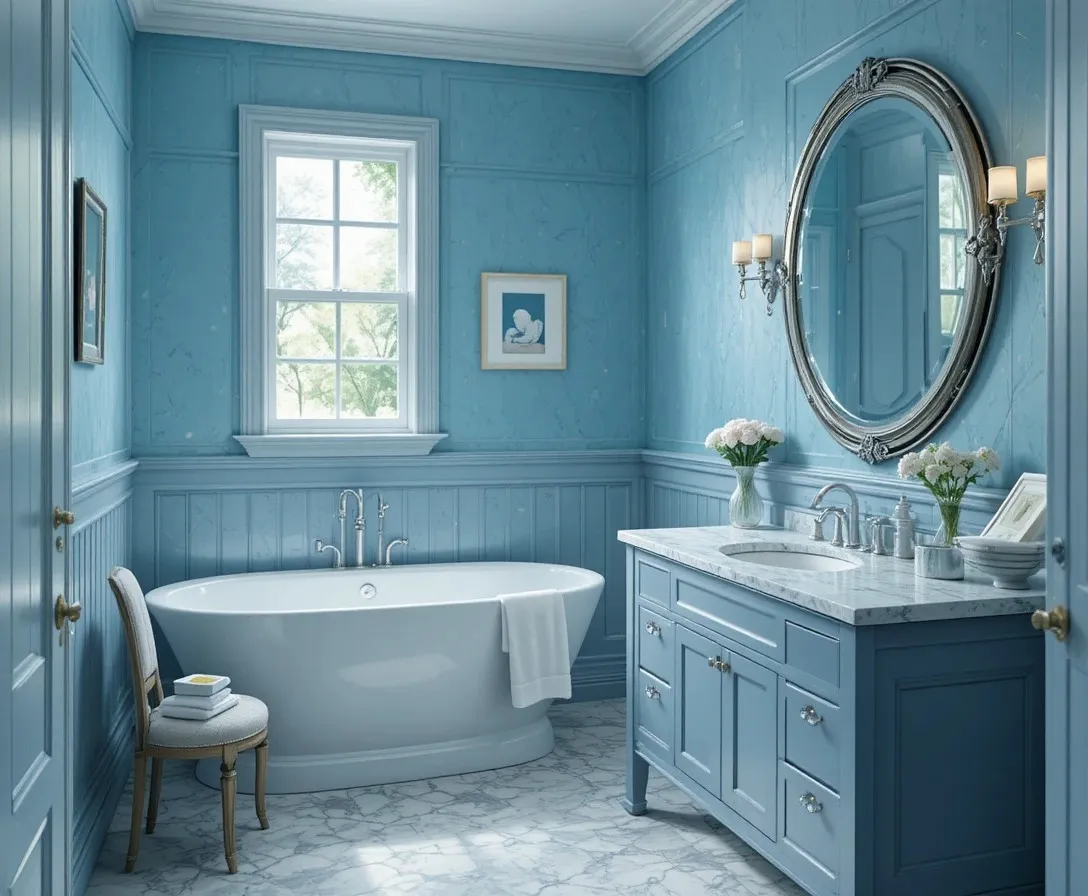 Beautiful blue bathroom look