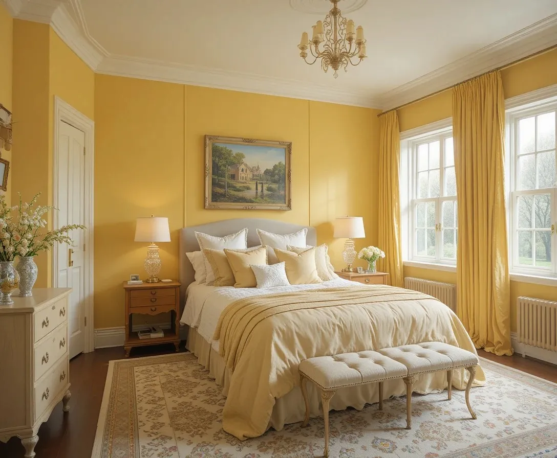 Beautiful yellow bedroom look