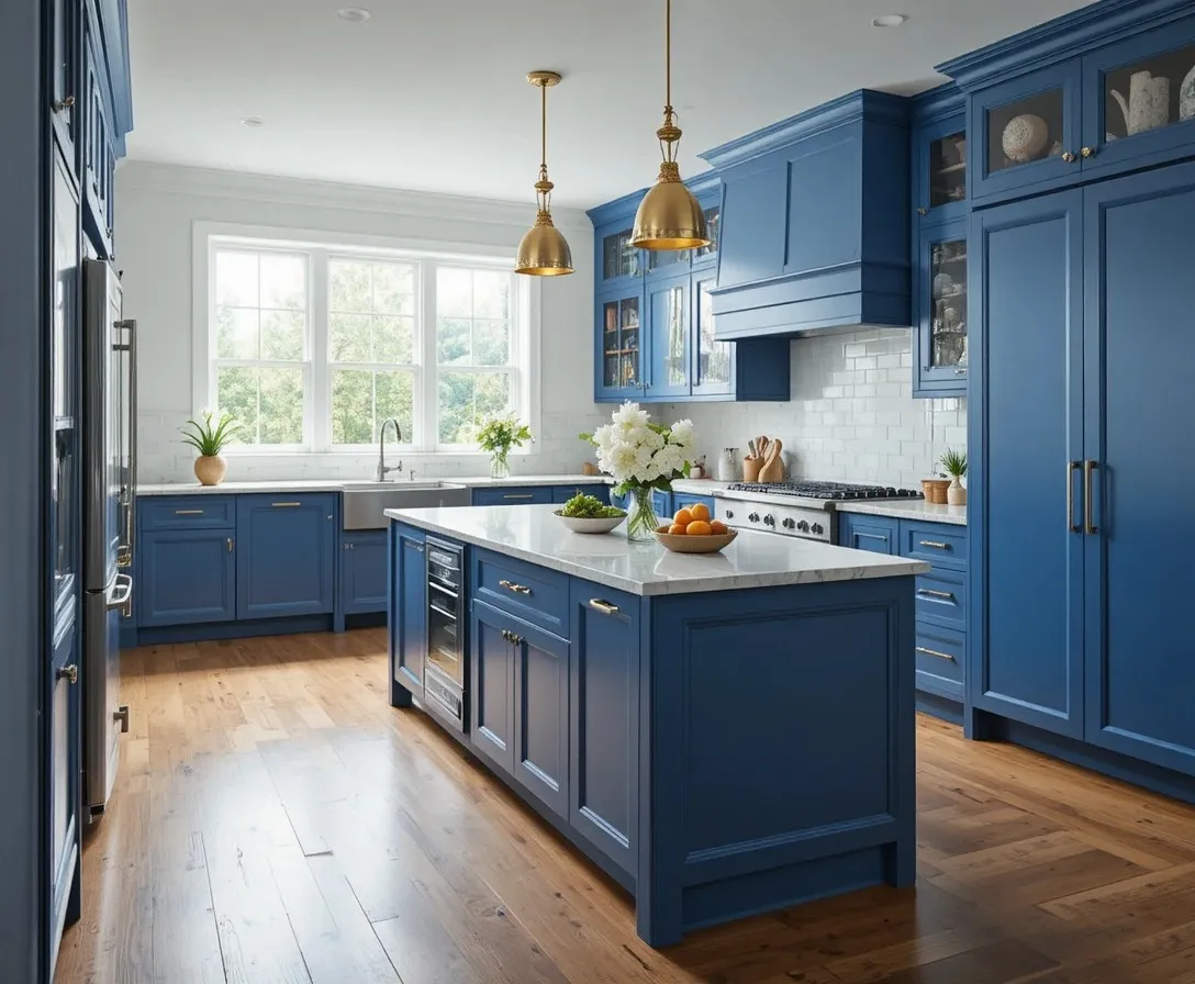 Beautiful blue kitchen cabinet look