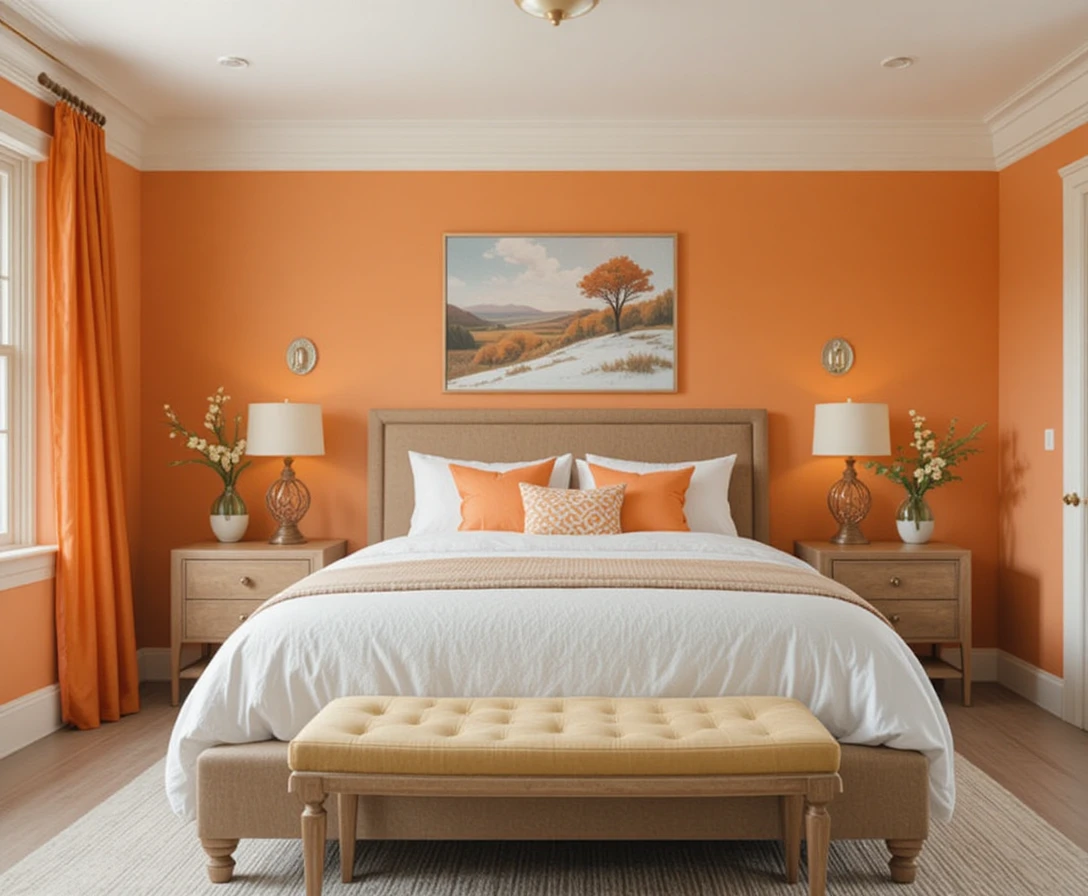 Beautiful orange bedroom look