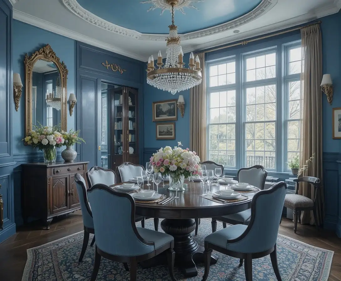 Beautiful blue dining room look