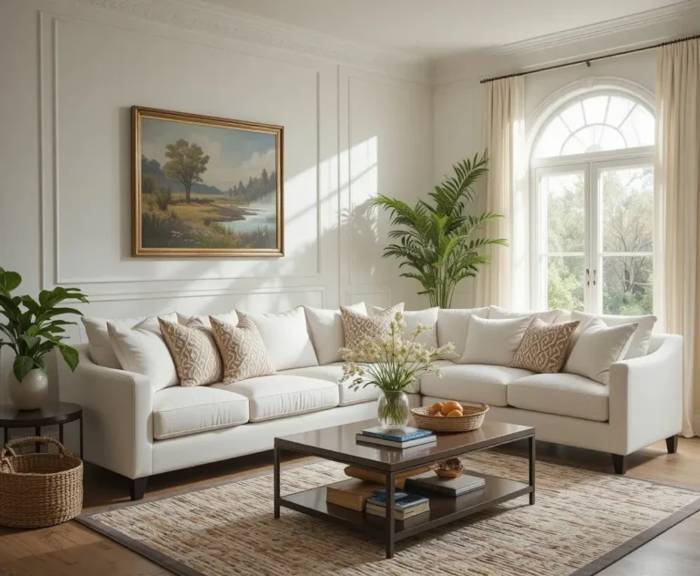 Beautiful white couch living room look