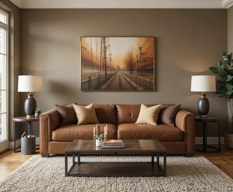 Beautiful Brown couch living room look