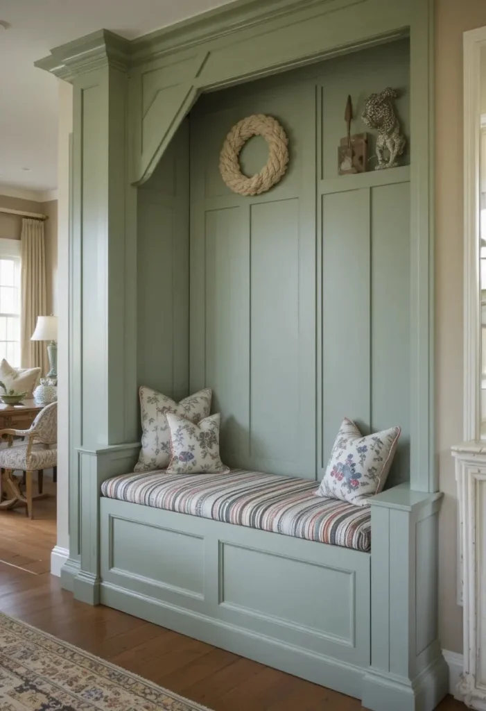 Storage bench with hidden toy compartment and comfortable seating in a family living room.