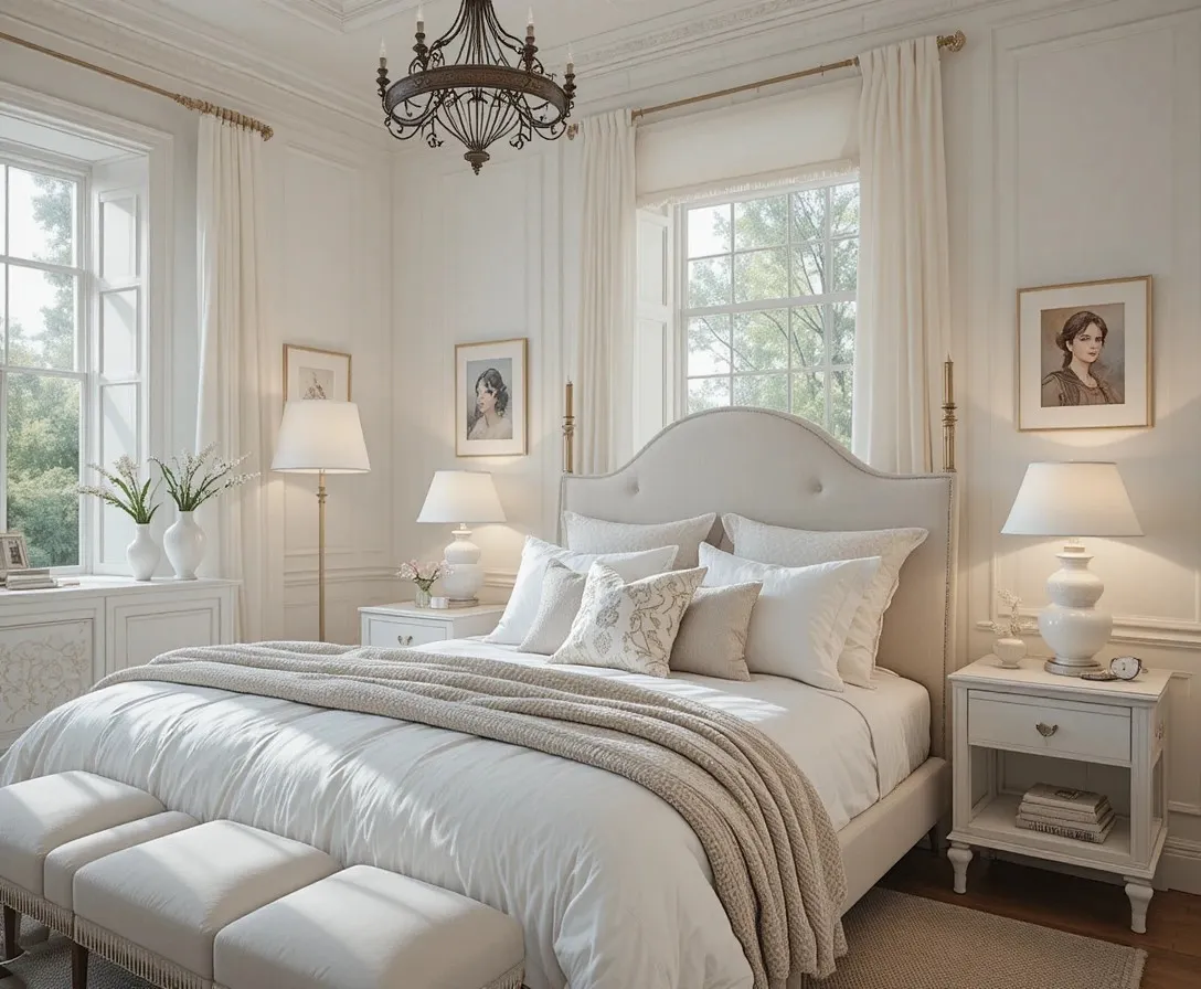 Beautiful white bedroom look