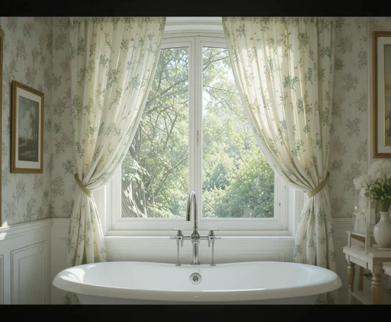 Beautiful bathroom window curtain look