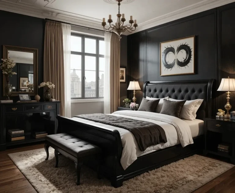 Beautiful black and brown bedroom look